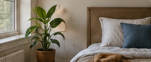 A bedroom with morning light